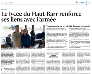 DNA du 08 avril 2026 - Le lycee du Haut-Barr renforce ses liens avec l armée